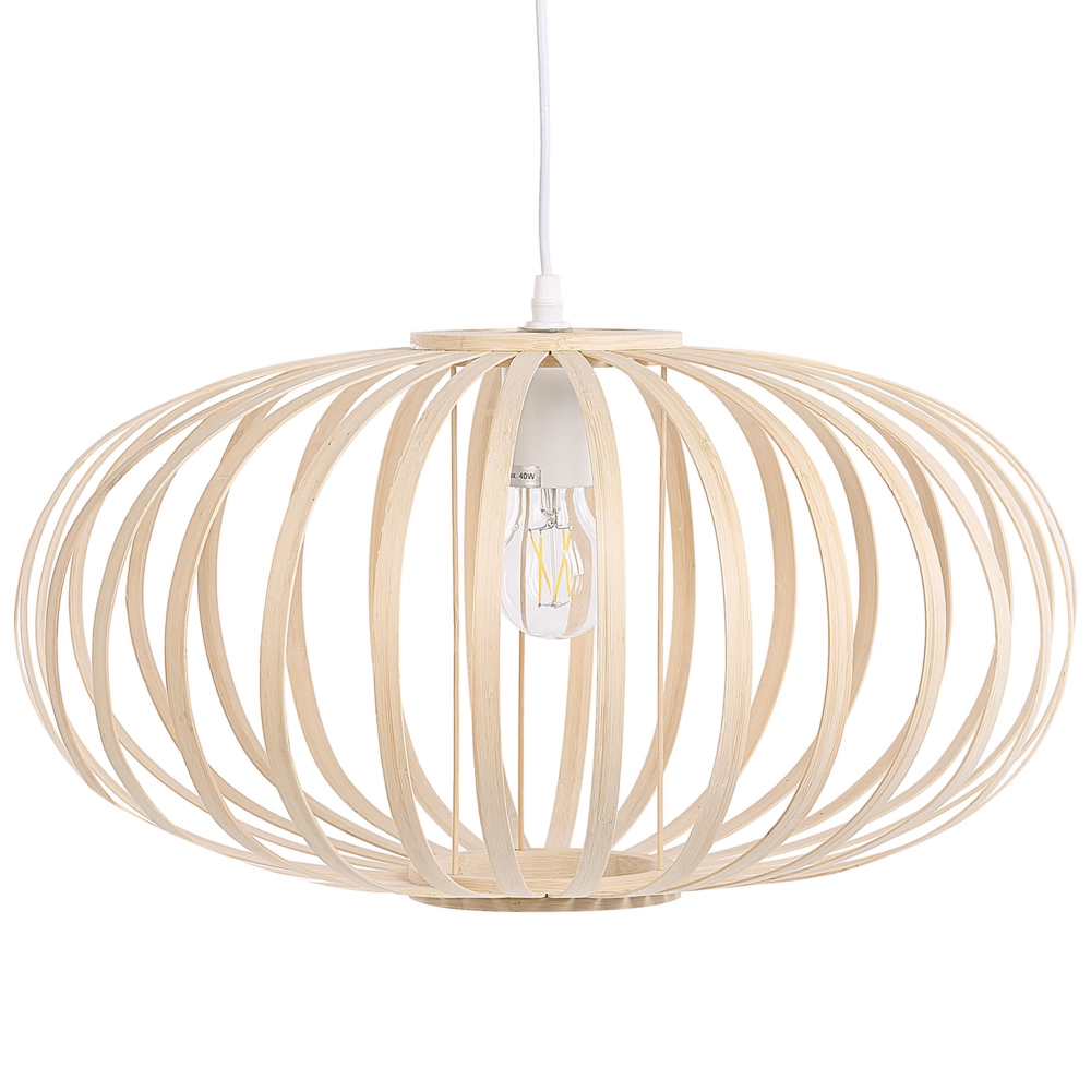 Lampada a sospensione Lampada da soffitto a sospensione con paralume ovale in legno di bambù