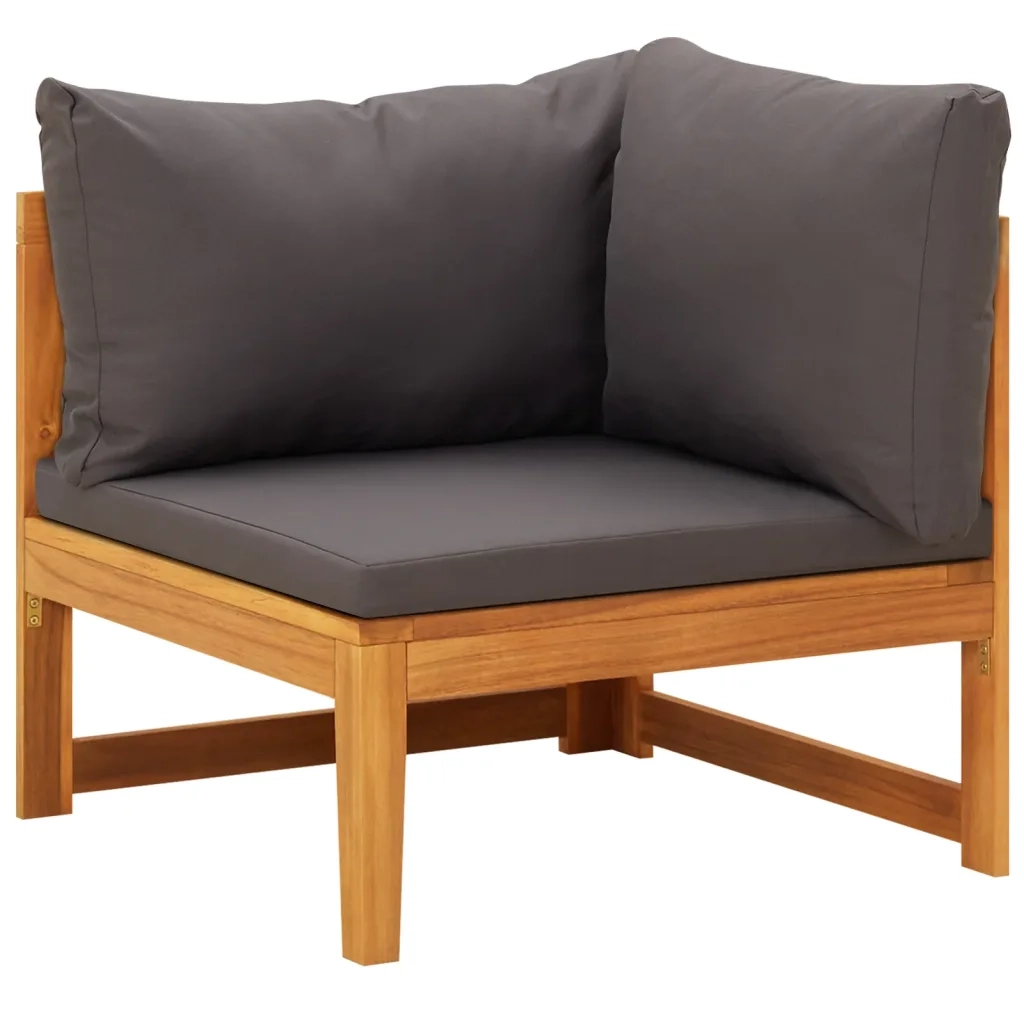 Set Divani Giardino 5 pz con Cuscini Grigio Scuro Legno Acacia cod mxl 38258