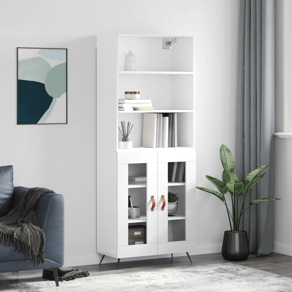 Credenza | Madia | Buffet da pranzo | Armadio da pranzo Bianca 69,5x34x180 cm in Legno Multistrato