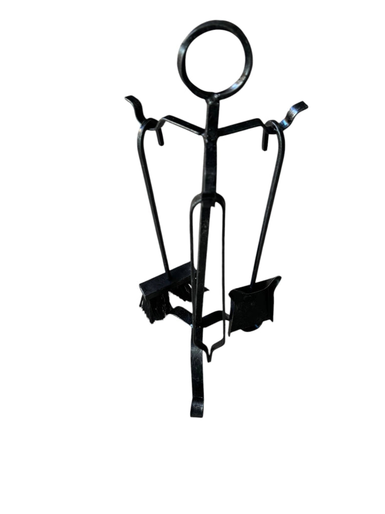 Trespolo per Camino, Set di Accessori in Ferro Battuto, con Anello, 22x54 cm