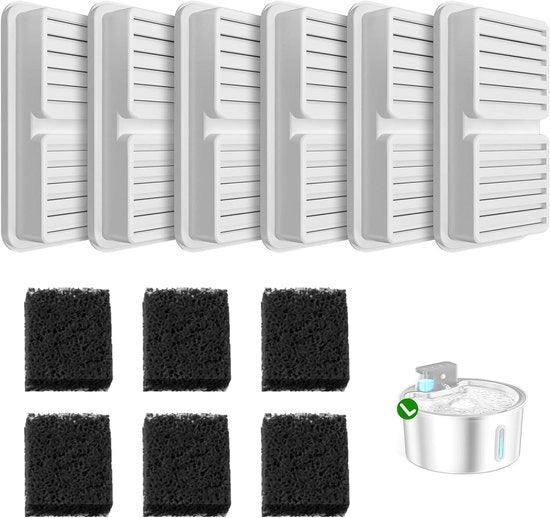 Filtro per fonte acqua per gatti da 32 litri con sensore di movimento - 6 filtri + 6 filtri a schiuma