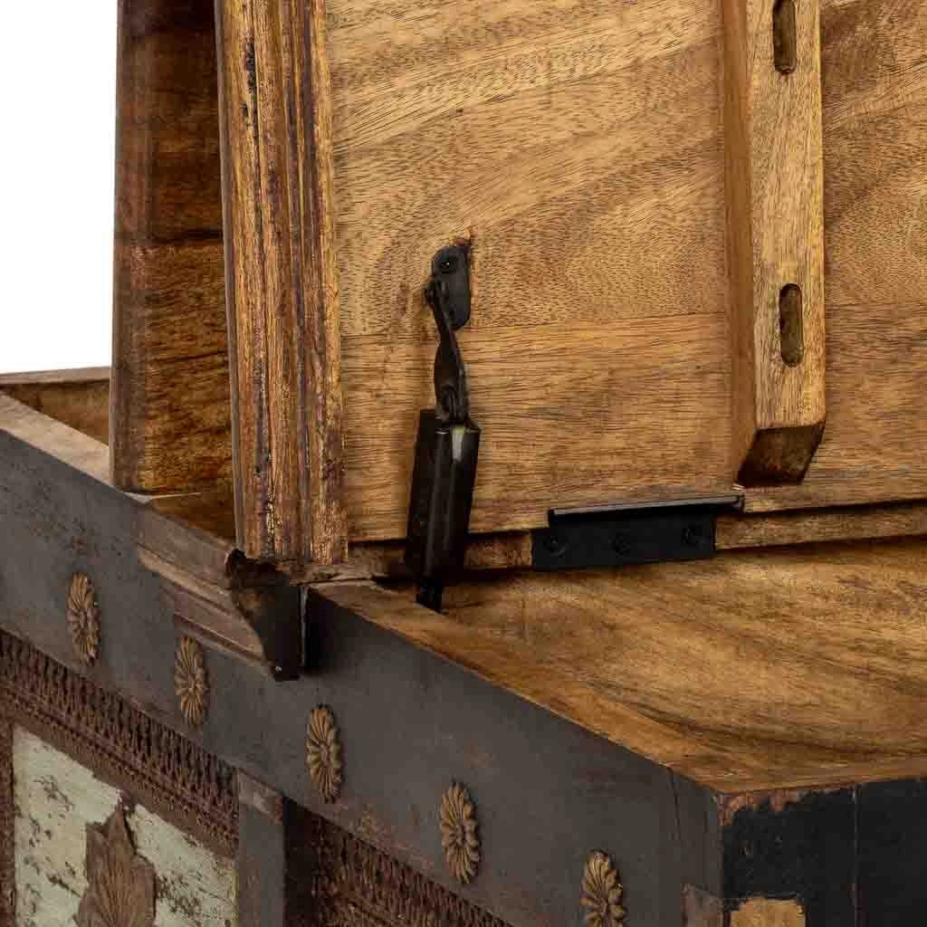 Tavolino artigianale in legno nero 100x100x47h cm