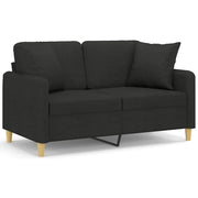 Divano | Divano da soggiorno | Sofa a 2 Posti con Cuscini Nero 120 cm in Tessuto