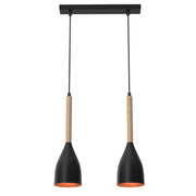 Lampada sospensione Muza Luminex nera oro legno 2xE27