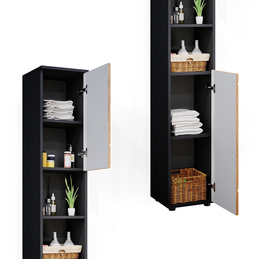 Set di mobili da bagno Irma Rovere dorato/Antracite 2 parti, con colonna Vicco
