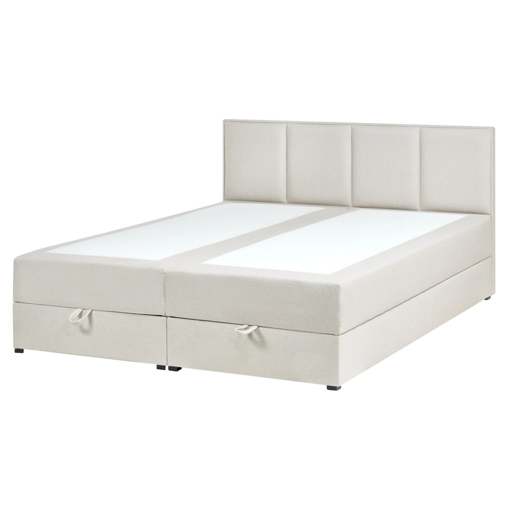 Letto matrimoniale Imbottito Tessuto bianco sporco 160 x 200 cm Con Testiera Trapuntata