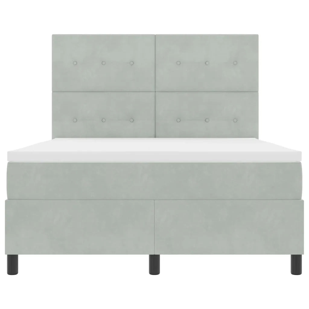 Letto a Sorgente LED Grigio chiaro 140 x 190 cm Velluto 3343310