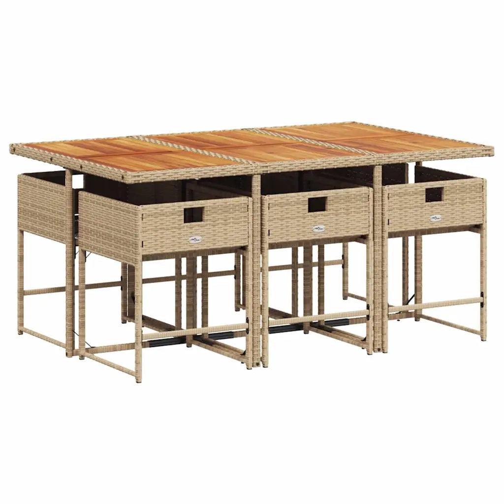 Set da Pranzo da Giardino 7 pz con Cuscini Beige in Polyrattan 3211276
