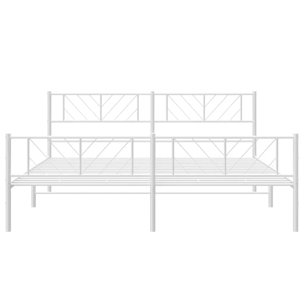 Letto matrimoniale | Letto per adulti | Giroletto con Testiera e Pediera Metallo Bianco 180x200 cm