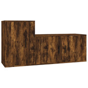 Set Mobili Porta TV 2 pz | Armadietto TV | Mobile Porta TV Rovere Fumo in Legno Multistrato