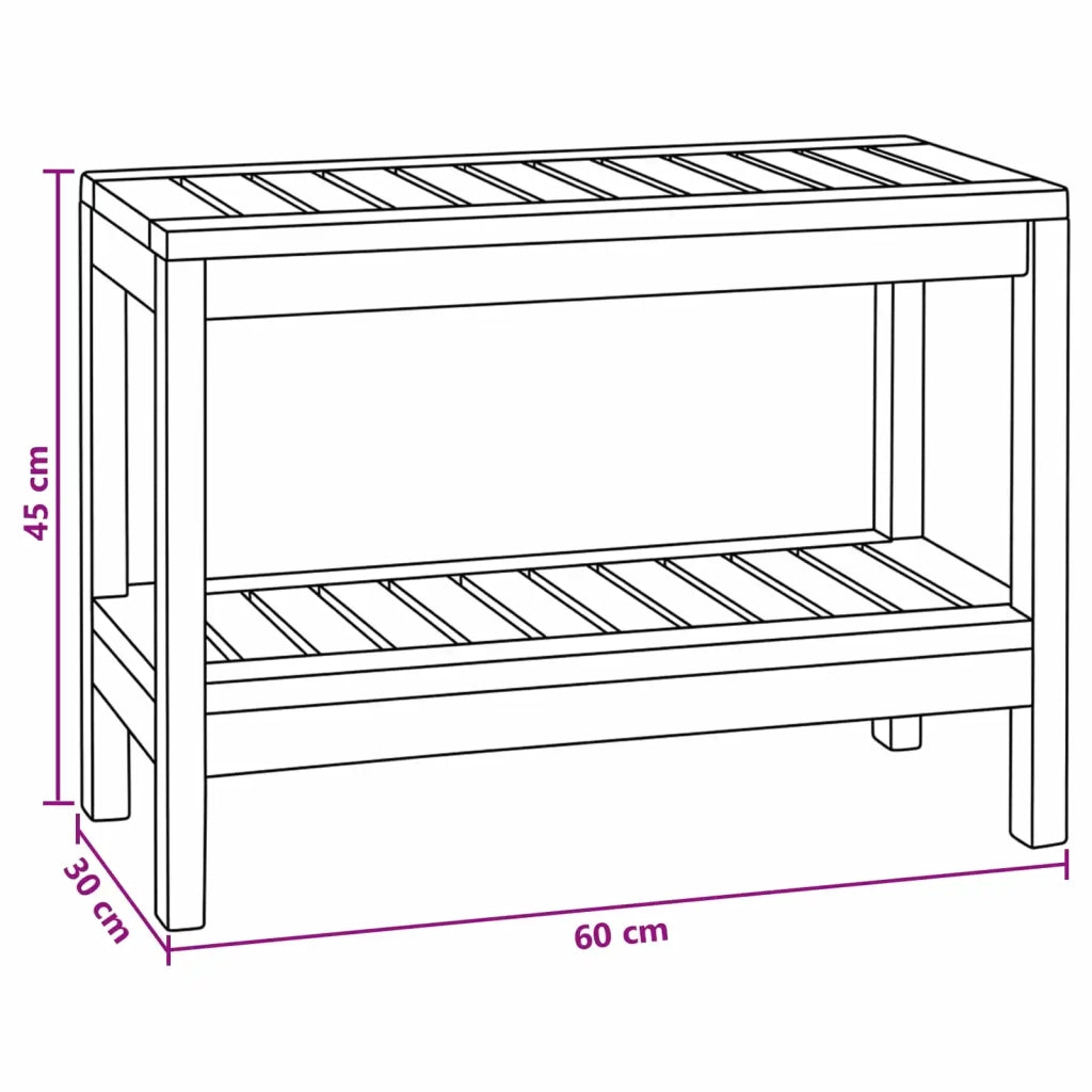 Tavolino da Bagno Naturale 60 x 30 x 45 cm Legno di teak solido 42024271