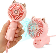 Ventilatore portatile con batteria ricaricabile e 3 velocità - ventilatore personale elettrico per bambine - ventilatore mini USB pieghevole per viaggi e ufficio - stanza - camera da letto Ventilatore Auto