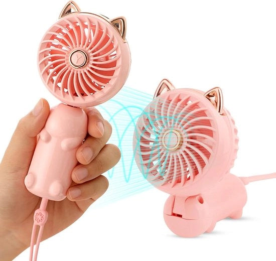 Ventilatore portatile con batteria ricaricabile e 3 velocità - ventilatore personale elettrico per bambine - ventilatore mini USB pieghevole per viaggi e ufficio - stanza - camera da letto Ventilatore Auto