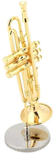 Tromba Miniatura in Oro - Strumento Musicale Modello - Oggetto Decorativo - Idea Regalo per Appassionati di Musica - Inclusa Custodia/ Supporto - Qualità Professionale