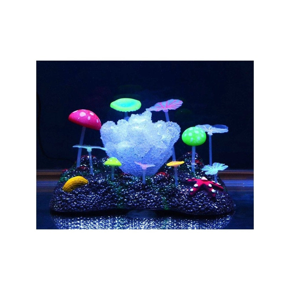 Trade Shop - Corallo Fluorescente Erba Stella Funghi Ornamento Per Acquario Decorazioni -