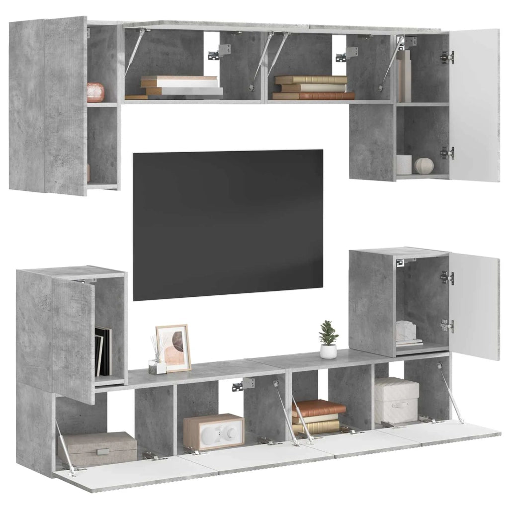 Set mobile TV 5 pcs Grigio cemento Legno multistrato