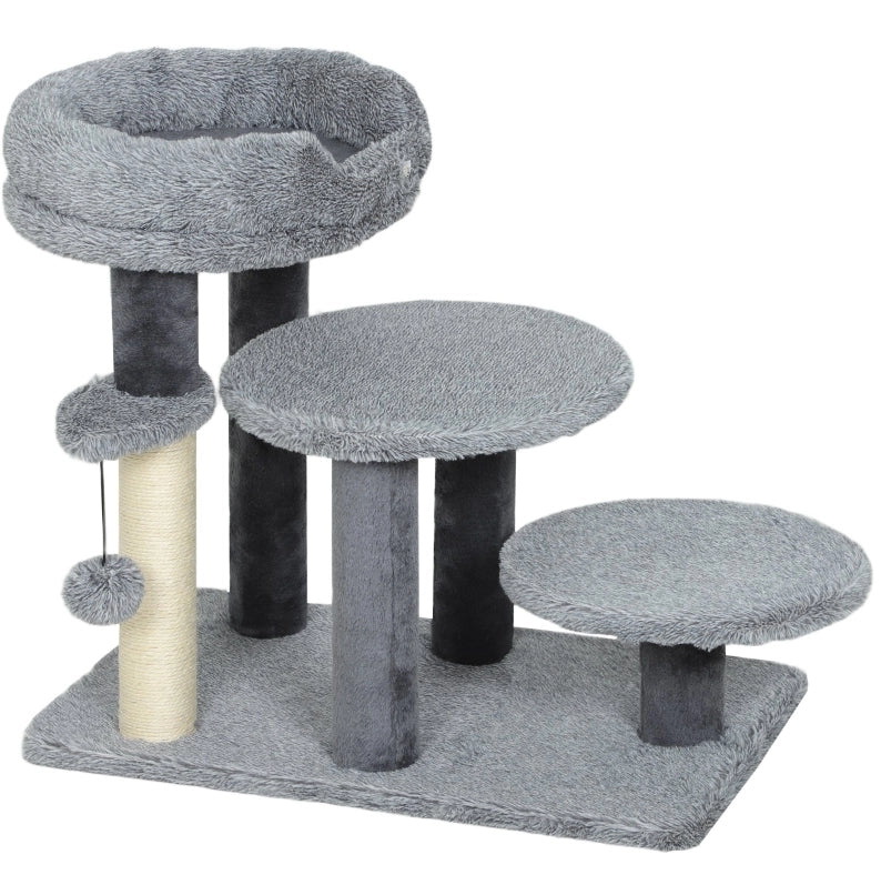 Scala tiragraffi per gatti 2 in 1 grigia con cuccia removibile