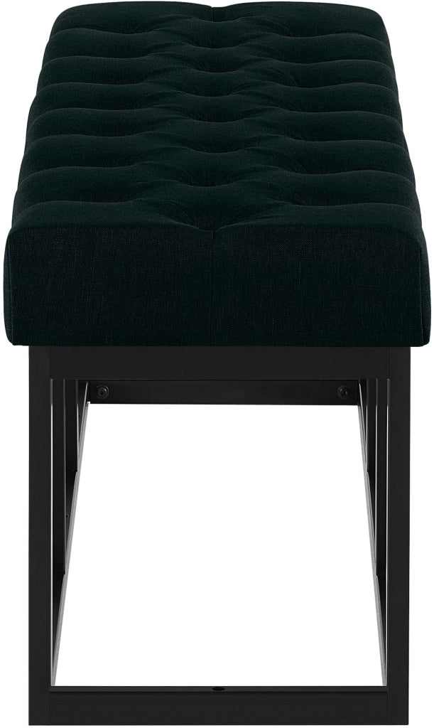 Panca design AMUN in metallo nero opaco e tessuto nero,120 cm
