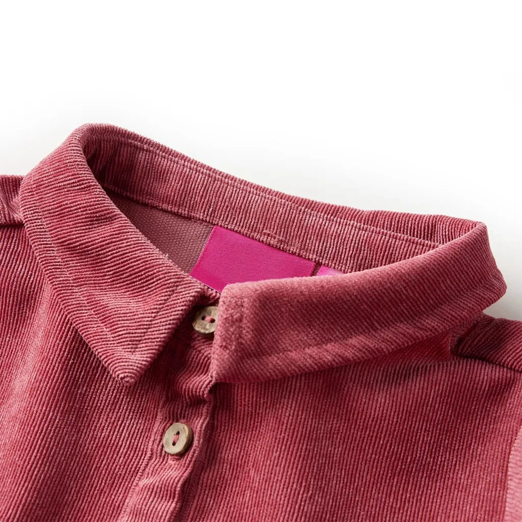 Abito da Bambina con Maniche Lunghe in Velluto a Coste Rosa Antico 128 CFW7778134