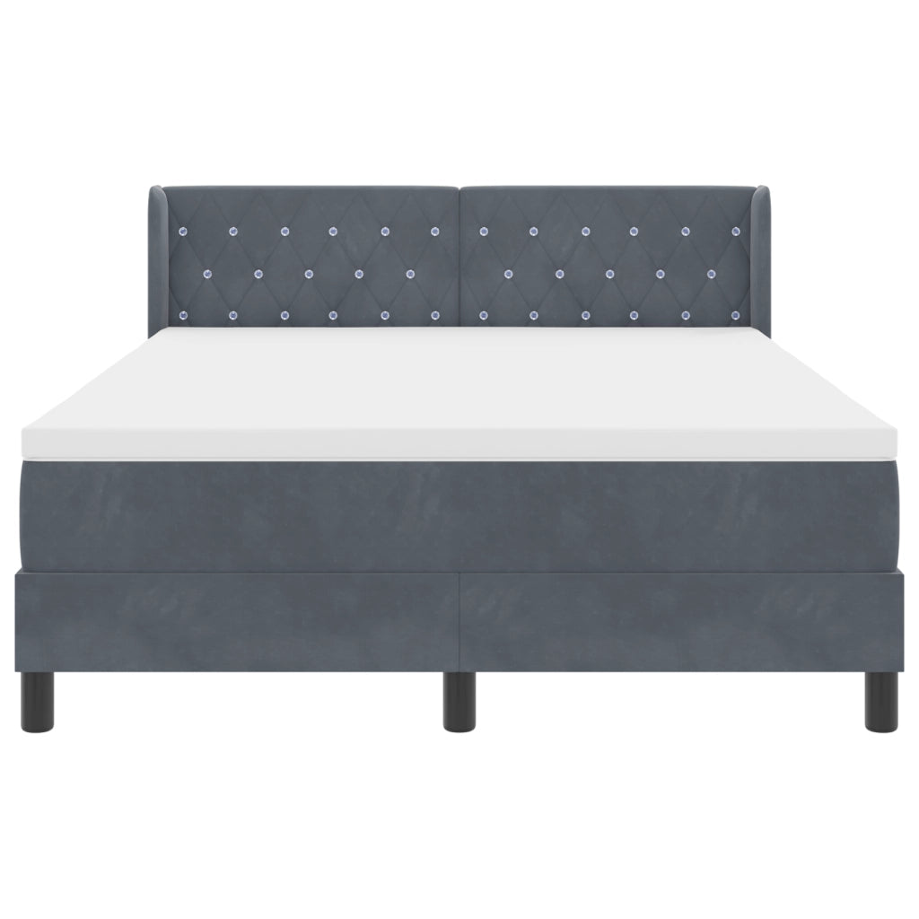 Letto con rete a doghe e materasso Grigio scuro 140x200 cm Velluto