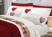 Completo Lenzuola Linea Pensieri Delicati 100% Cotone Disegno New Orsetti - Matrimoniale - Rosso