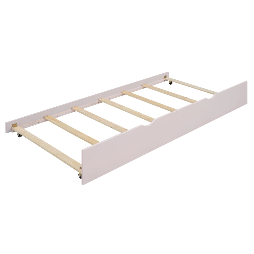 DESMIU Letto bambino 90 × 200 cm con letto estraibile, scrivania e 3 ripiani, senza materasso, rosa