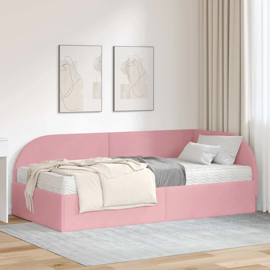 Struttura Letto Angolare con Materasso 2 pcs Rosa Velluto 3394207