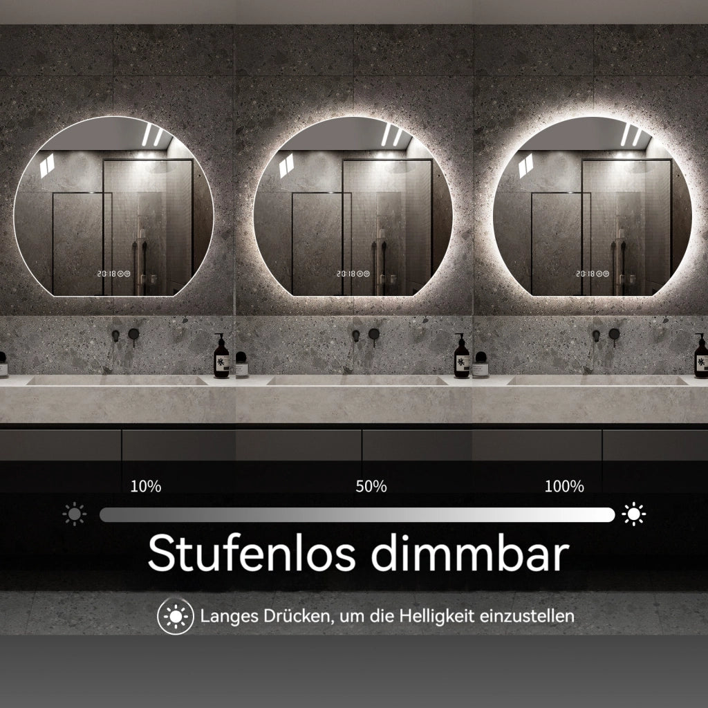 SPECCHIO DA BAGNO LED ROTONDO 80 cm Argento Vetro 5 mm