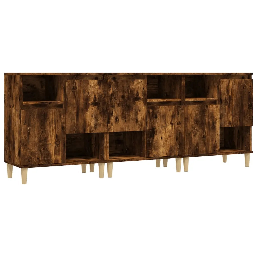 Credenze 3pz | Madia | Buffet da pranzo | Armadio da pranzo Rovere Fumo 60x35x70 cm in Legno Multistrato