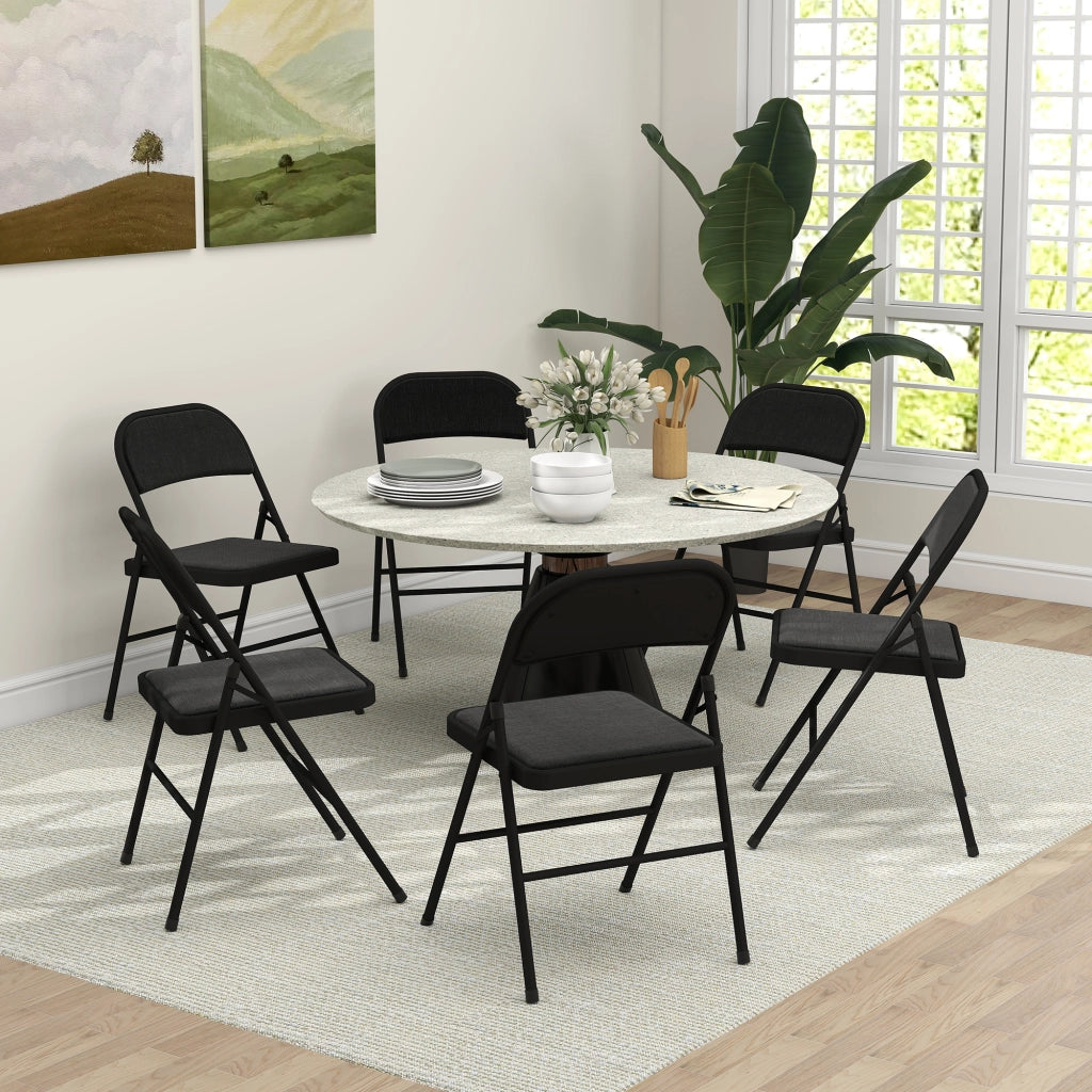 Set 6 Sedie Pieghevoli da Pranzo ¨C Xylo ¨C Struttura Metallo Nero 45x46x78cm