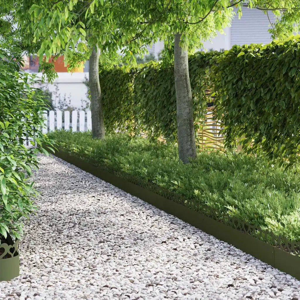 Bordure per prato 20 pz Verde oliva 103 x 0,05 x 22 cm Acciaio CFW8889909