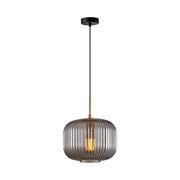 Lampada sospesa Gavino Italux nero/oro vetro fumé E27