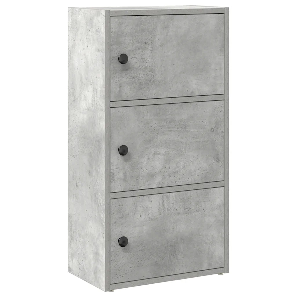 Libreria-Scaffale per Libri-Mobile di Stoccaggio Grigio Cemento 40x24x77 cm in Legno Multistrato