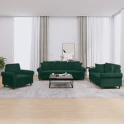 Set di Divani 3 pz con Cuscini Verde Scuro in Velluto 3202192