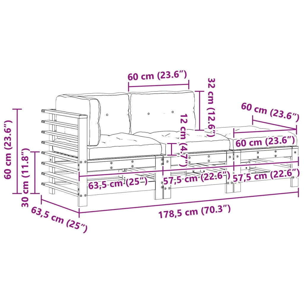 Set Lounge da Giardino 3 pcs Marrone Cerato