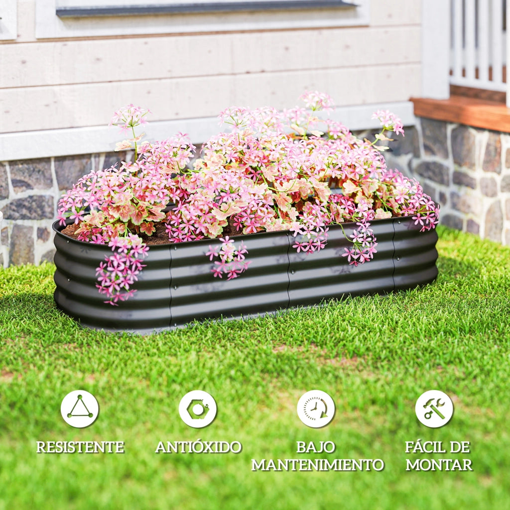 Fioriera Grande per Giardino ¨C Minimal ¨C Acero Galvanizzato Grigio 150x62x30 cm