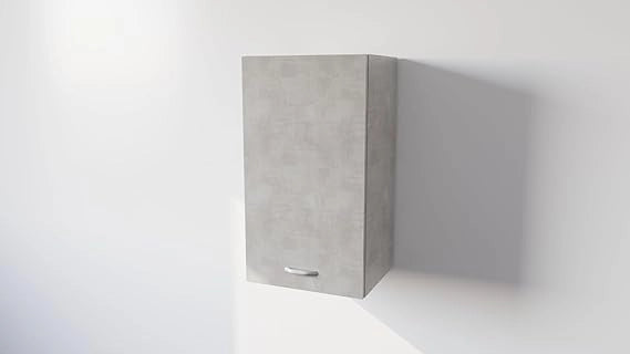 Pensile Cucina in Legno Nobilitato Cemento Mobile Alto con 1 Anta, Pensile Componibile Moderno Made in Italy (H60XL50XP32cm)