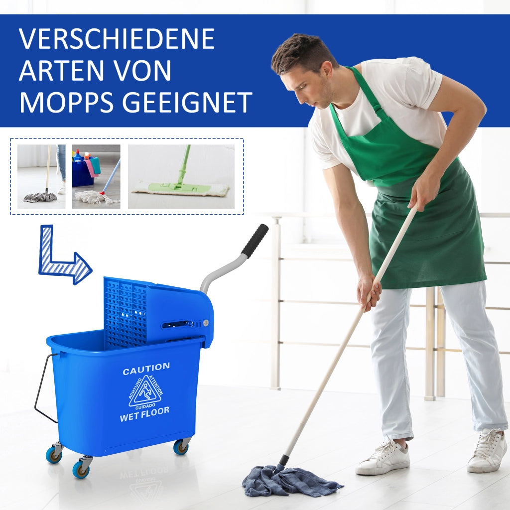 Secchio per mocio con strizzatore 20L ¨C Xylo ¨C con ruote e manico, plastica blu