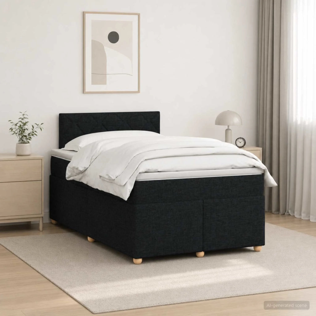 Letto box spring con materasso Nero 120 x 200 cm Tessuto 3450939