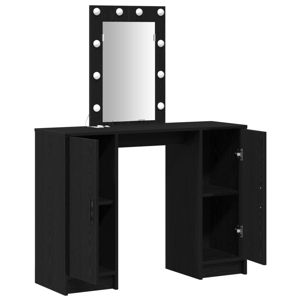 Tavolo da trucco  con luci LED Nero Rovere 102x33x135 cm