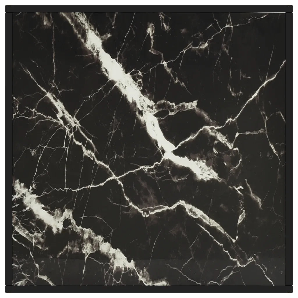 Tavolino da Salotto Nero con Vetro Marmo Nero 80x80x35 cm 322878