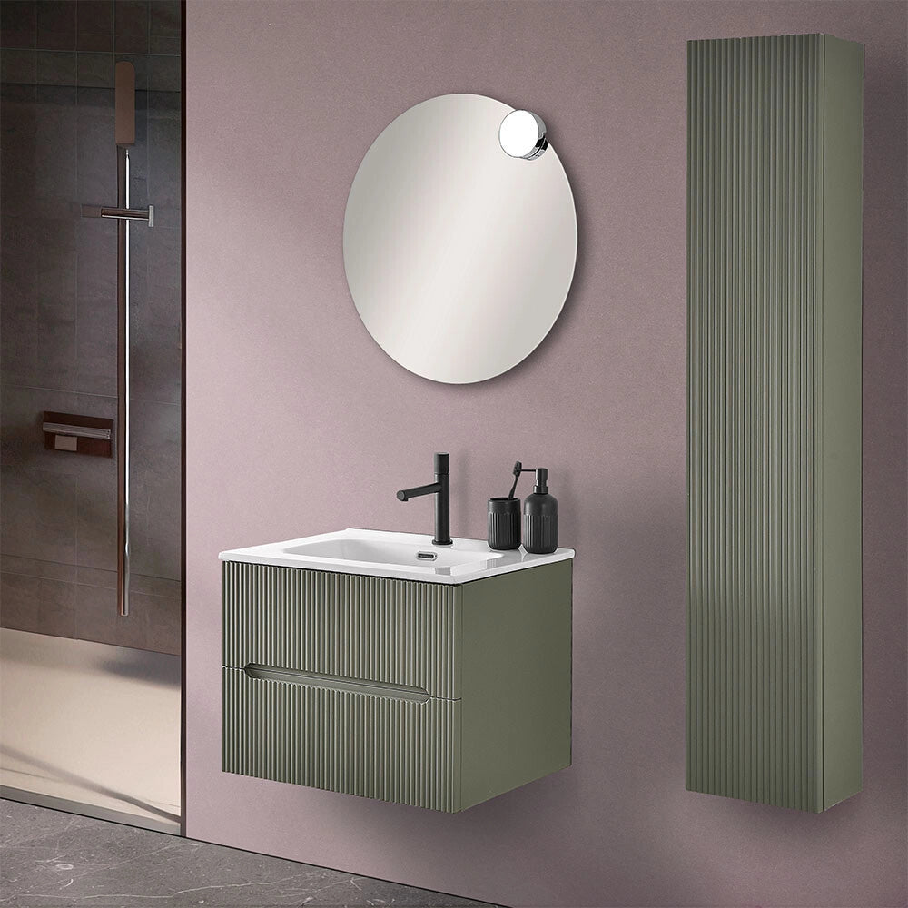 Mobile bagno sospeso cannettato 60 cm verde con Bali