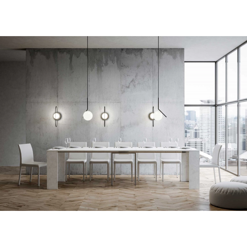 Consolle allungabile 90x42/302 cm Emy - Bianco Spatolato