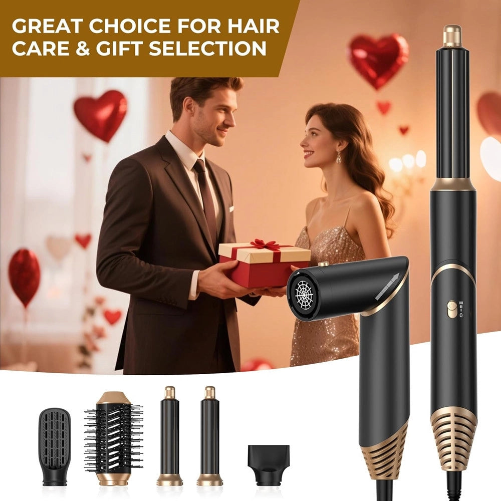 Trade Shop - Air Styler 5in1 Spazzola Capelli Ad Aria Calda Asciugacapelli Liscio Onde Ricci Multifunzione -