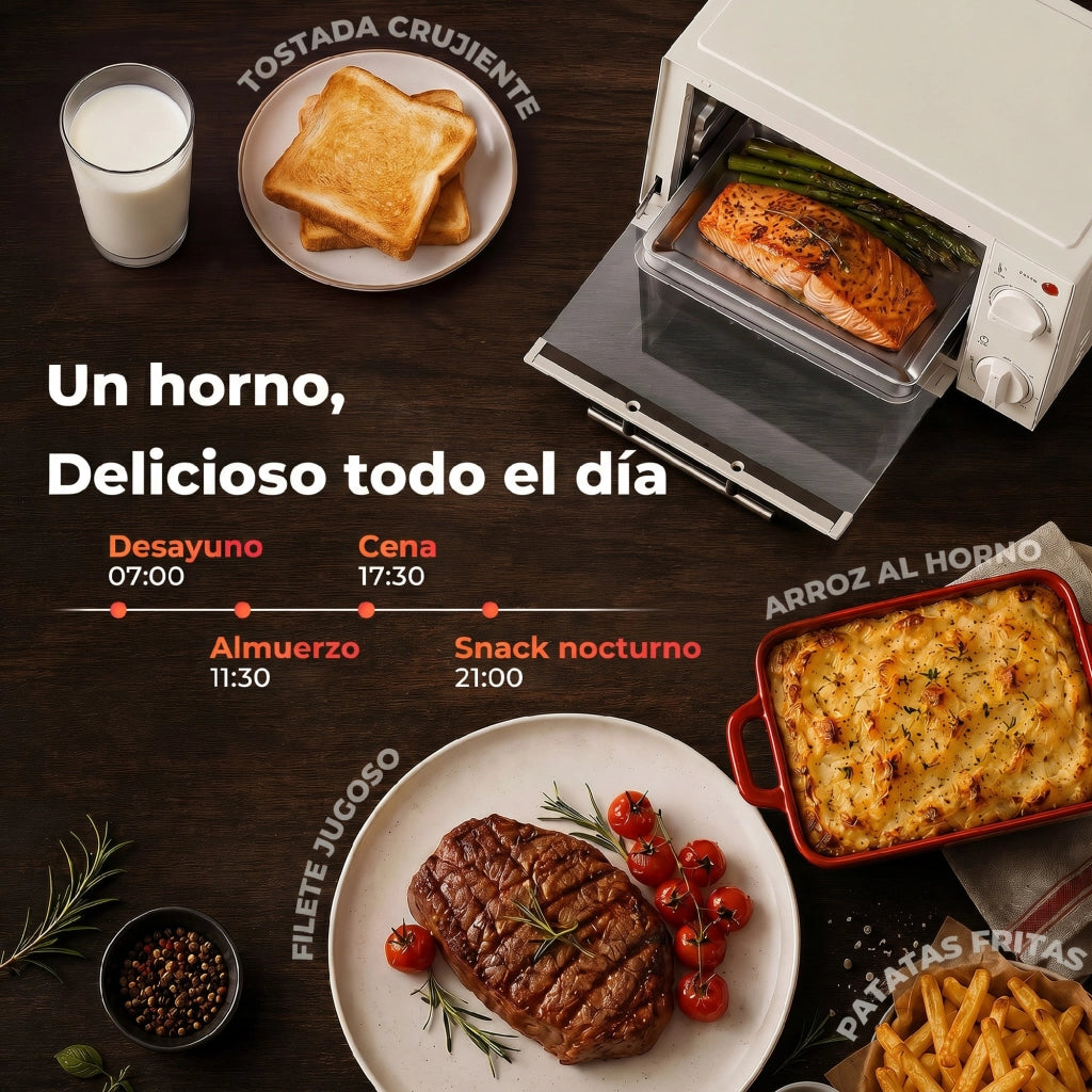 Forno Elettrico da Tavolo 9L 750W ¨C zephmum ¨C 35x24.6x20 cm Bianco Crema