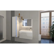 Set di mobili da bagno collezione BIRD, colori bianco opaco e lucido con una colonna