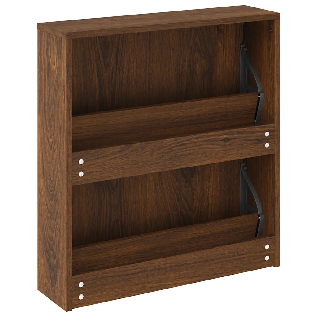 Scarpiera con Specchio a 2 Livelli Rovere marrone 63x17x67 cm 342634
