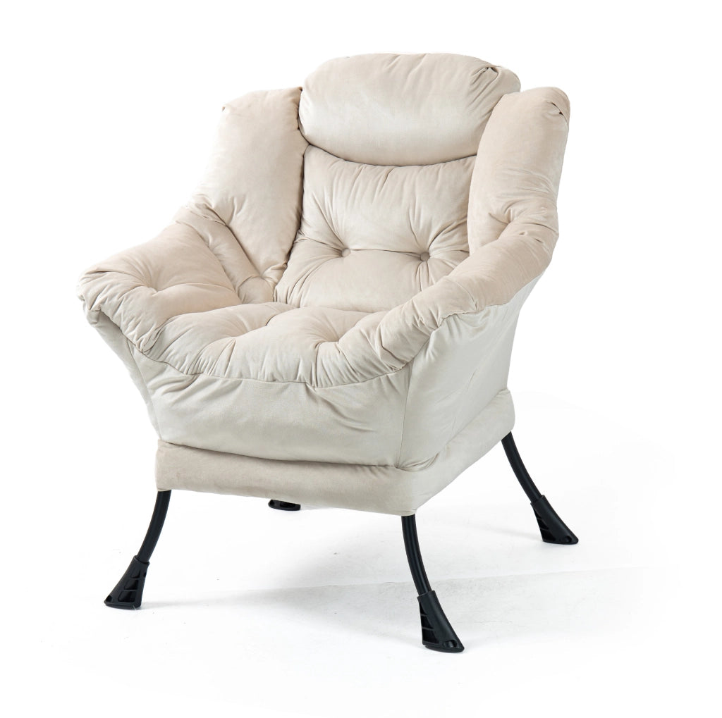 Poltrona relax khaki con struttura in metallo e supporto collo