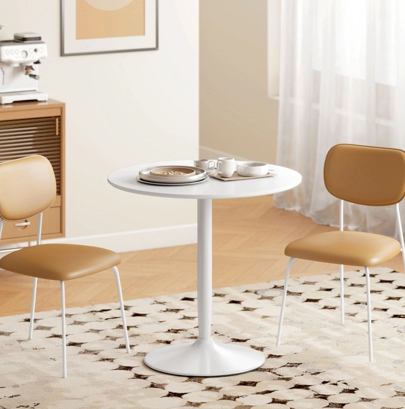 Tavolo rotondo bianco Ø80 cm in MDF con base in acciaio