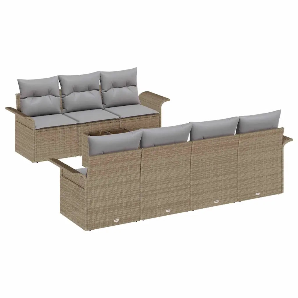 Set Divano da Giardino 8 pcs Beige e grigio polyrattan 3353939